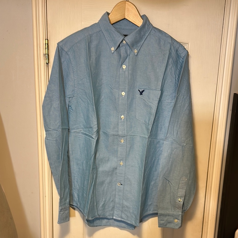 Men’s American Eagle Outfitters Blue Casual Button Down Shirt Size Medium